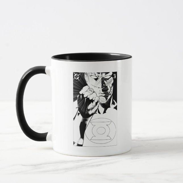 Mug Couvercle de fond de la lanterne verte, noir et bl (Gauche)