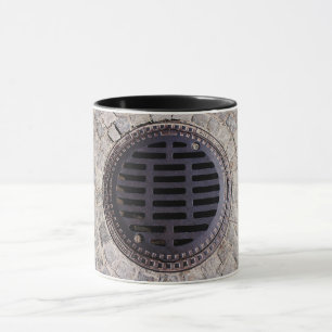 Mug Couvercle de trou pavé route grate de métal gris