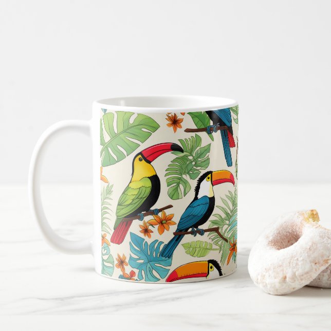 Mug Couvert de Toucan Tropical (Avec donut)