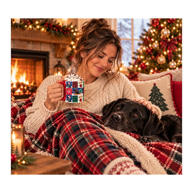 Mug Couverture patchwork de Noël Labrador noir (Créateur téléchargé)