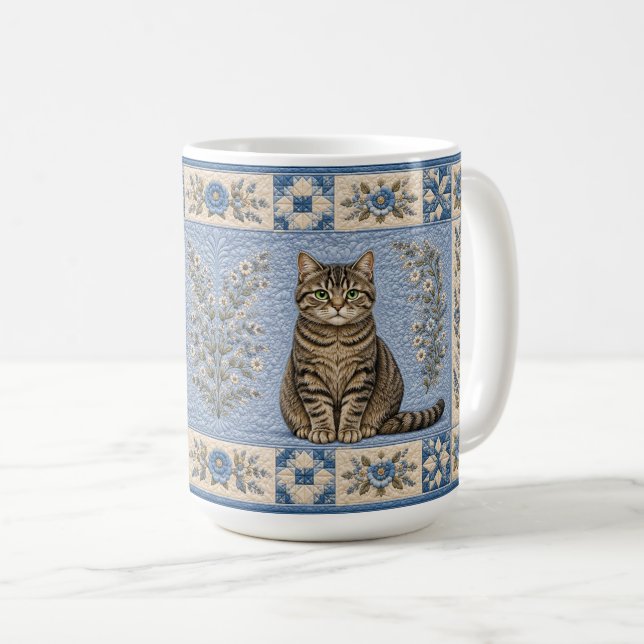 Mug Couvre-lit Chat Tigré Gris (Devant droit)