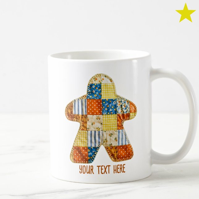 Mug Couvre-lit Patchwork Orange Bleu Meeple Jeu de soc (Créateur téléchargé)