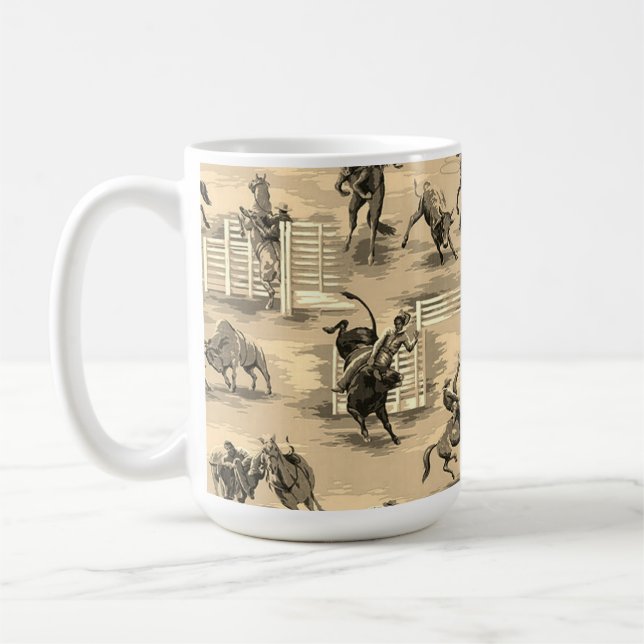 Mug Cow-boy de Rodéo Occidental Rétro Vintage (Gauche)
