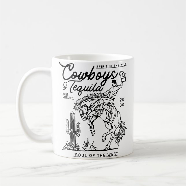 Mug Cow-boys Et Tequila Texas Cheval À Cheval Country  (Gauche)