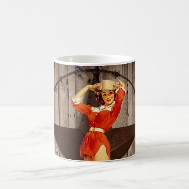 Mug Cow-girl solitaire en bois de pays occidental (Centre)