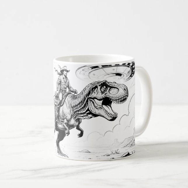 Mug Cowboy à cheval sur un dinosaure (Devant droit)