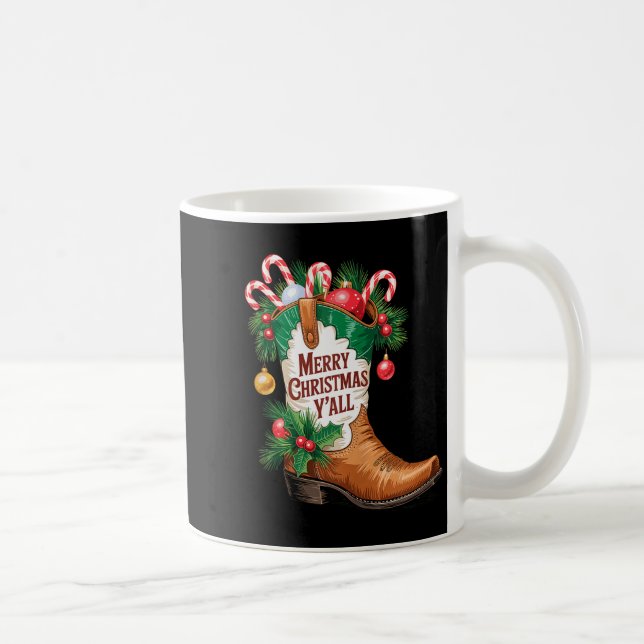 Mug Cowboy Boots Country Western Merry Christmas Y'all (Droite)