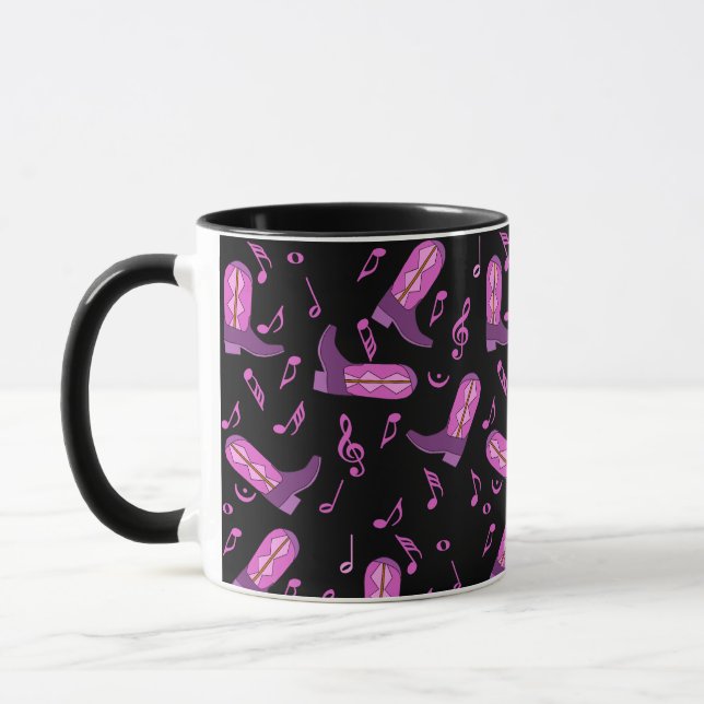 Mug Cowboy Boots Music Notes Musique Musique Musique M (Gauche)