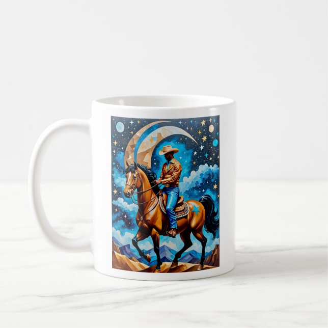 Mug Cowboy céleste Western Night Sky Horse Art Tee (Gauche)