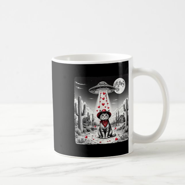 Mug Cowboy Chat Ufo Mème Drôle Chat Ufos Valentines Da (Droite)