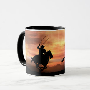 Mug Cowboy Country Western Rodeo Roping Wild Horse