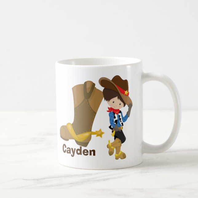 Mug Cowboy Enfants Personnalisé Garçons Monogramme Wil (Droite)