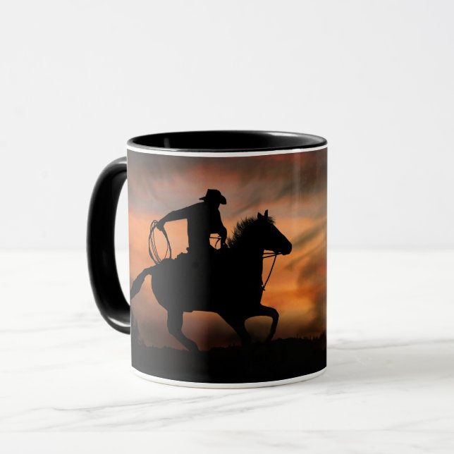 Mug Cowboy et cheval au coucher du soleil (Devant gauche)