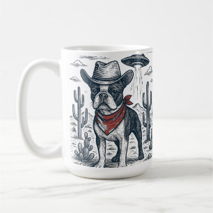 Mug cowboy français bulldog vintage alien ouest