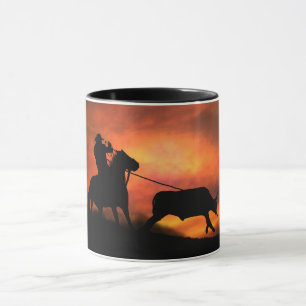 Mug Cowboy Horse et Steer Roping