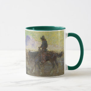 Mug Cowboy rassemblant du bétail dans la prairie par L