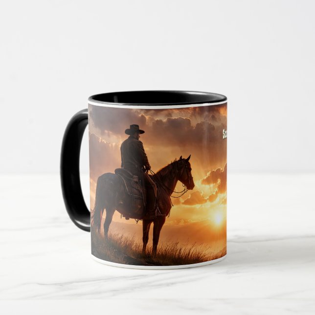 Mug Cowboy Western Beau coucher de soleil (Devant gauche)