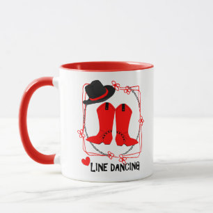 Mug Cowgirl Boots mignon ligne danse thème graphique