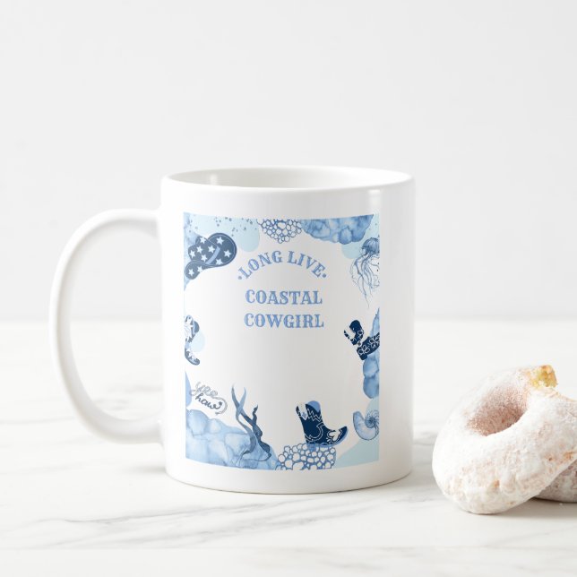 Mug cowgirl côtière bleue (Avec donut)
