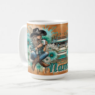 Mug Cowgirl en Casquette avec Floral Design