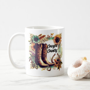 Mug Cowgirl Pays Tournesol Bottes Musique