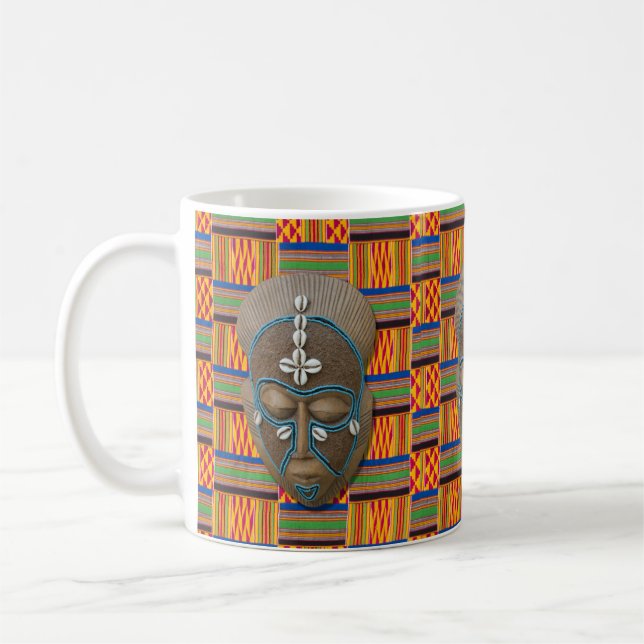 Mug Cowrie en Masque Tribal Africain Coques Orange Gre (Gauche)