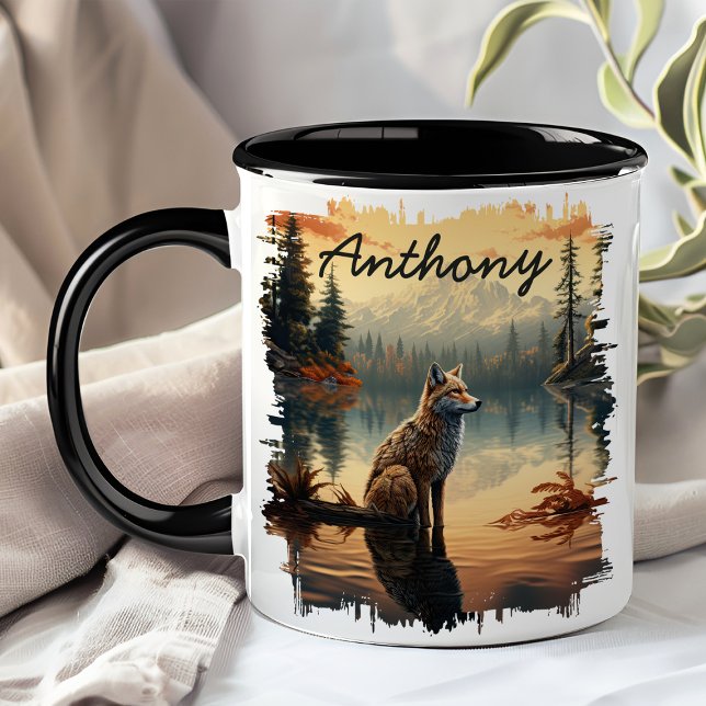 Mug Coyote au reflet du lac Sunrise (Créateur téléchargé)