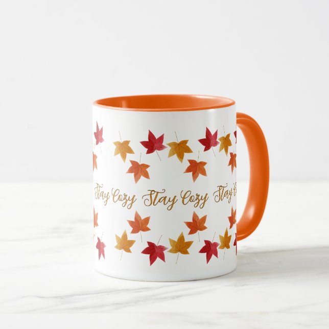 Mug Cozy automne & feuilles d'automne rustique  (Devant droit)