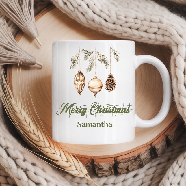 Mug Cozy neutral Nordic minimalist art custom name  (Cozy neutral Nordic minimalist art custom name Christmas mug

)