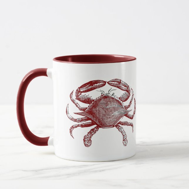 Mug Crabby Rouge crayon rouge Crabe de l'océan Art (Gauche)