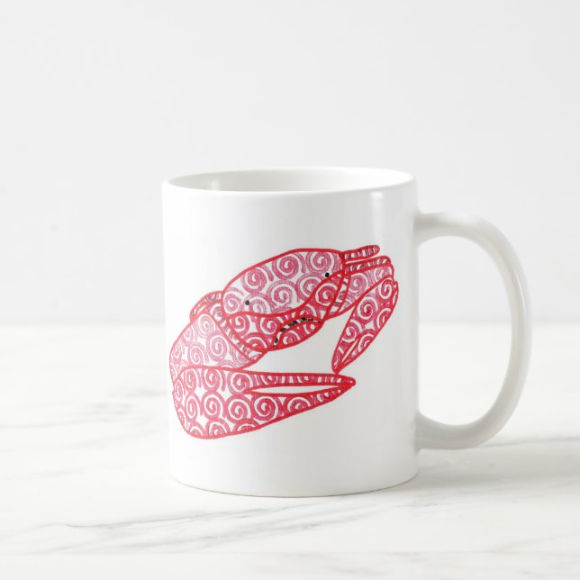 Mug Crabe à Tourbillon Rouge, Peinture Abstraite de Cr (Droite)