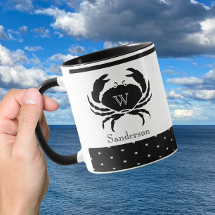 Mug Crabe marine Monogramme noir et blanc