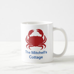 Mug Crabe rouge avec nom Plage côtière marine