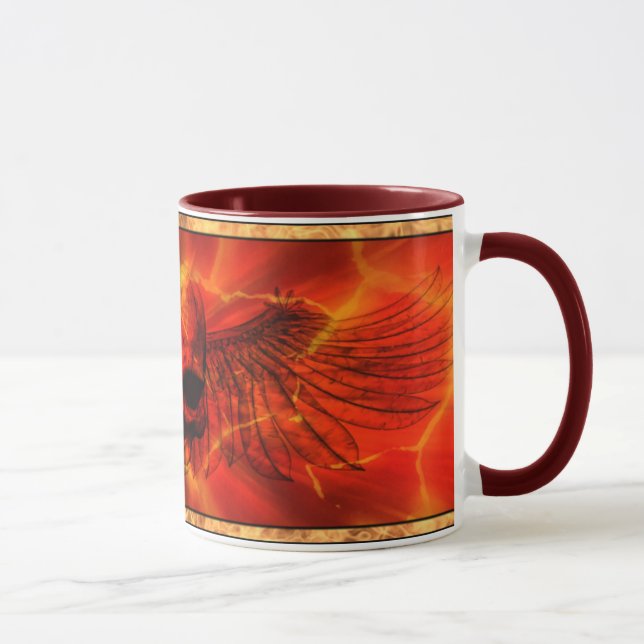Mug Crâne à ailes par éclat rouge de lave (Droite)