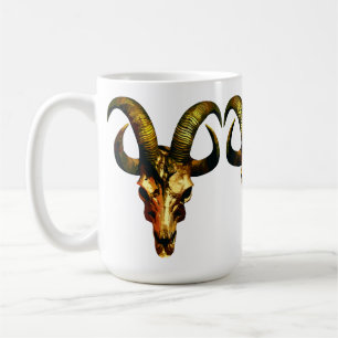 Mug Crâne à cornes dorées - Art sombre