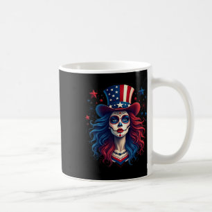 Mug Crâne à sucre 4 juillet Drapeau américain Squelett