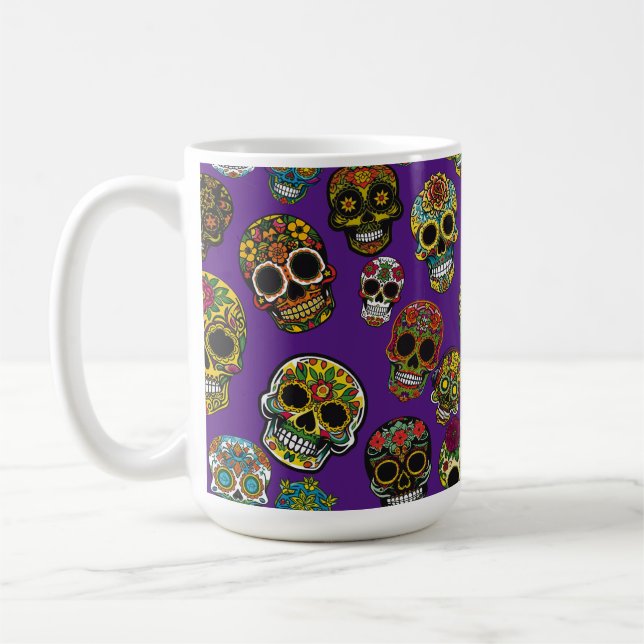 Mug Crâne à sucre Art Motif coloré (Gauche)