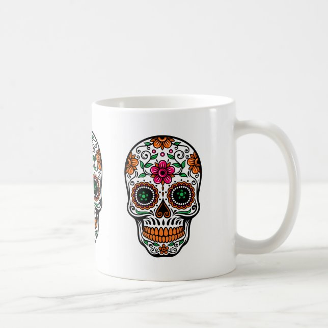 Mug Crâne à sucre floral coloré 4 (Droite)