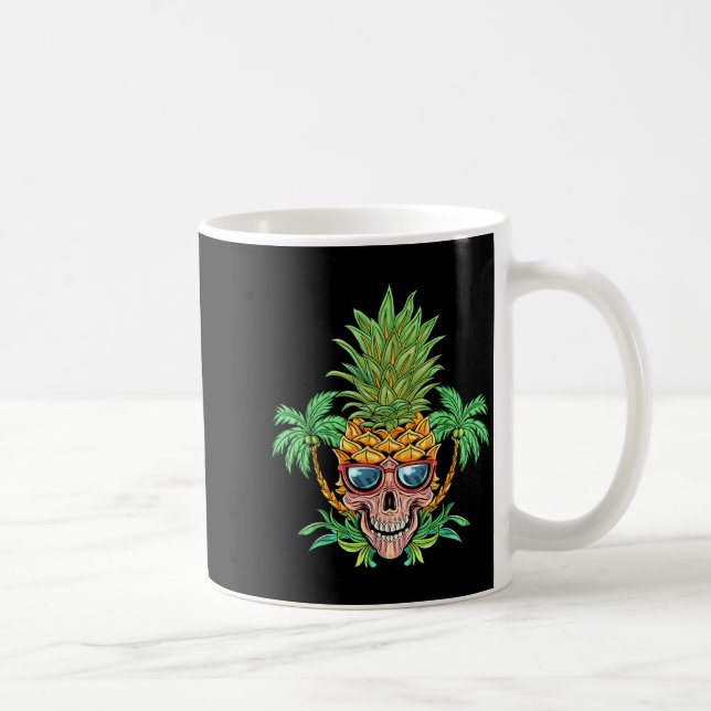 Mug Crâne Ananas Aloha Plages Fleurs Hawaïennes (Droite)