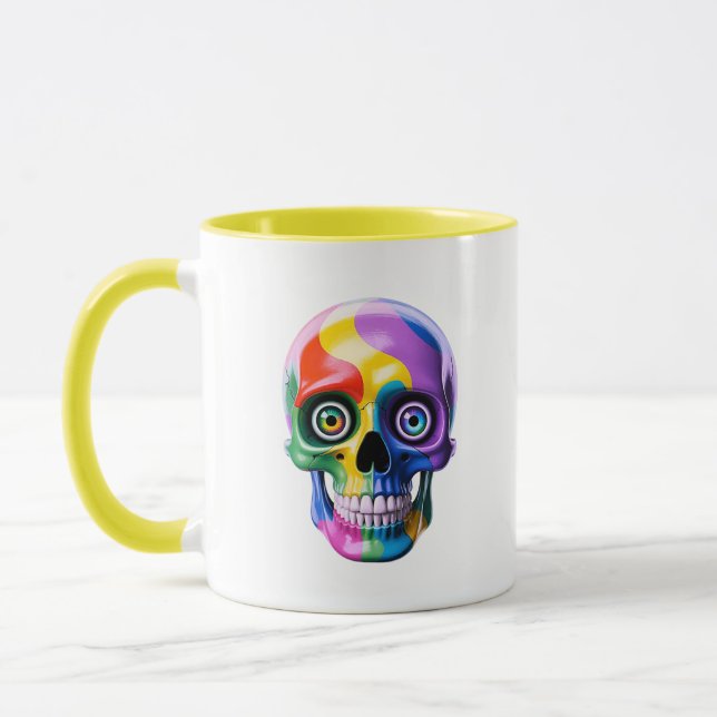 Mug Crâne Arc-en-ciel Art Moderne Psychédélique (Gauche)