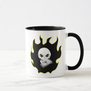 Mug Crâne argent flamme de la mort style vélo noir jau