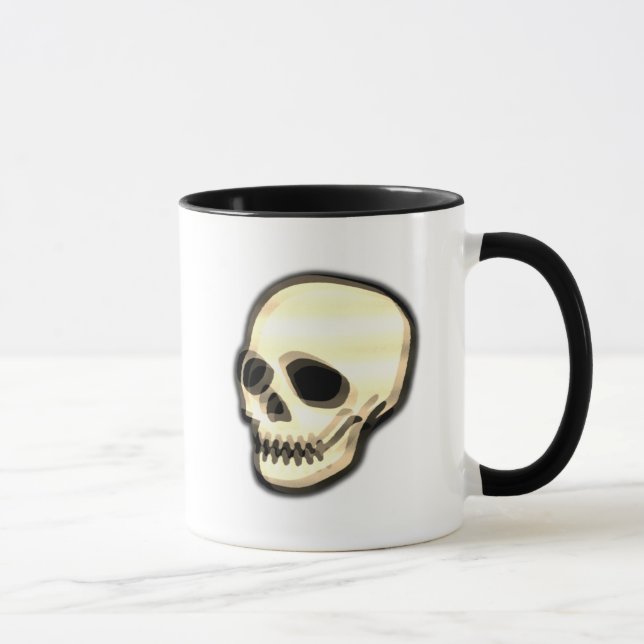 Mug Crâne Art Retro Design Vintage Duotone (Droite)