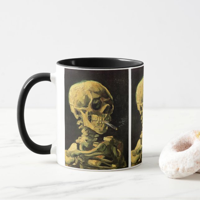 Mug Crâne avec cigarette brûlante par Vincent van Gogh (Avec donut)