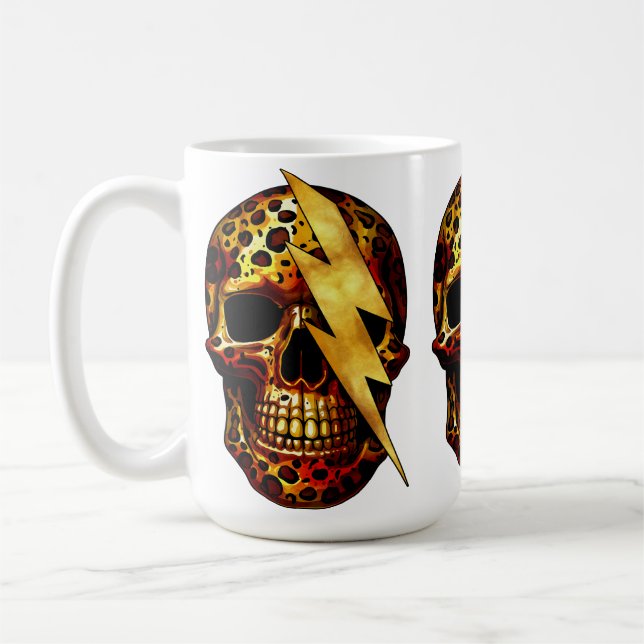 Mug Crâne avec impression léopard et étincelles dorées (Gauche)