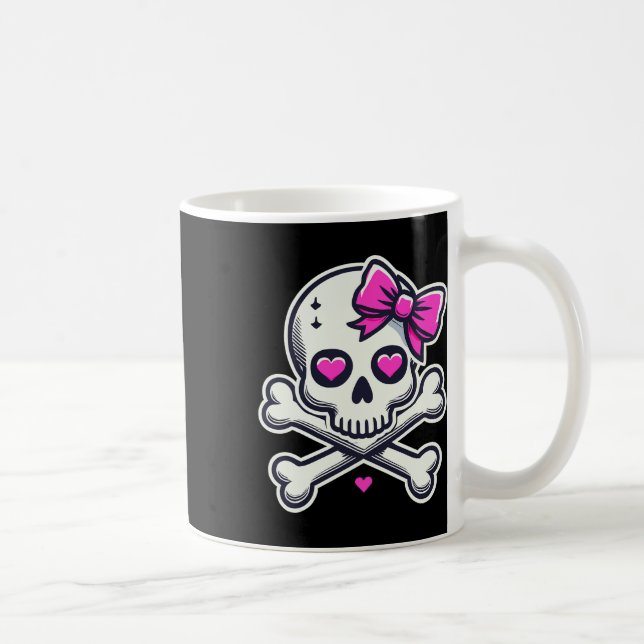 Mug Crâne avec noeud rose fille crâne Halloween (Droite)