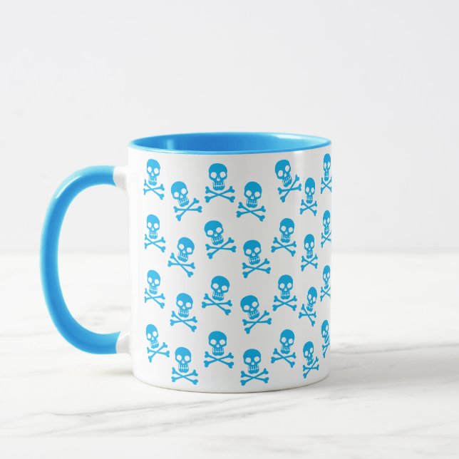 Mug Crâne Bleu Et Motif Crossbones (Gauche)