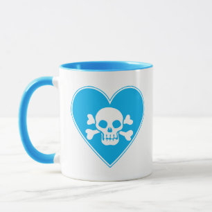 Mug Crâne bleu mignon dans le coeur