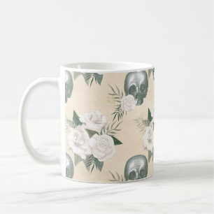 Mug Crâne Boho aux roses blanches