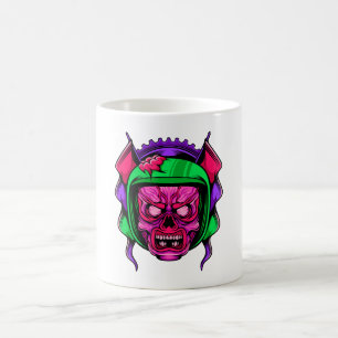 Mug Crâne de cavalier zombie néon Art