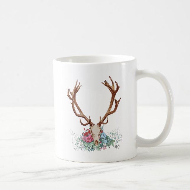 Mug Crâne de cerf avec fleurs 2 (Droite)